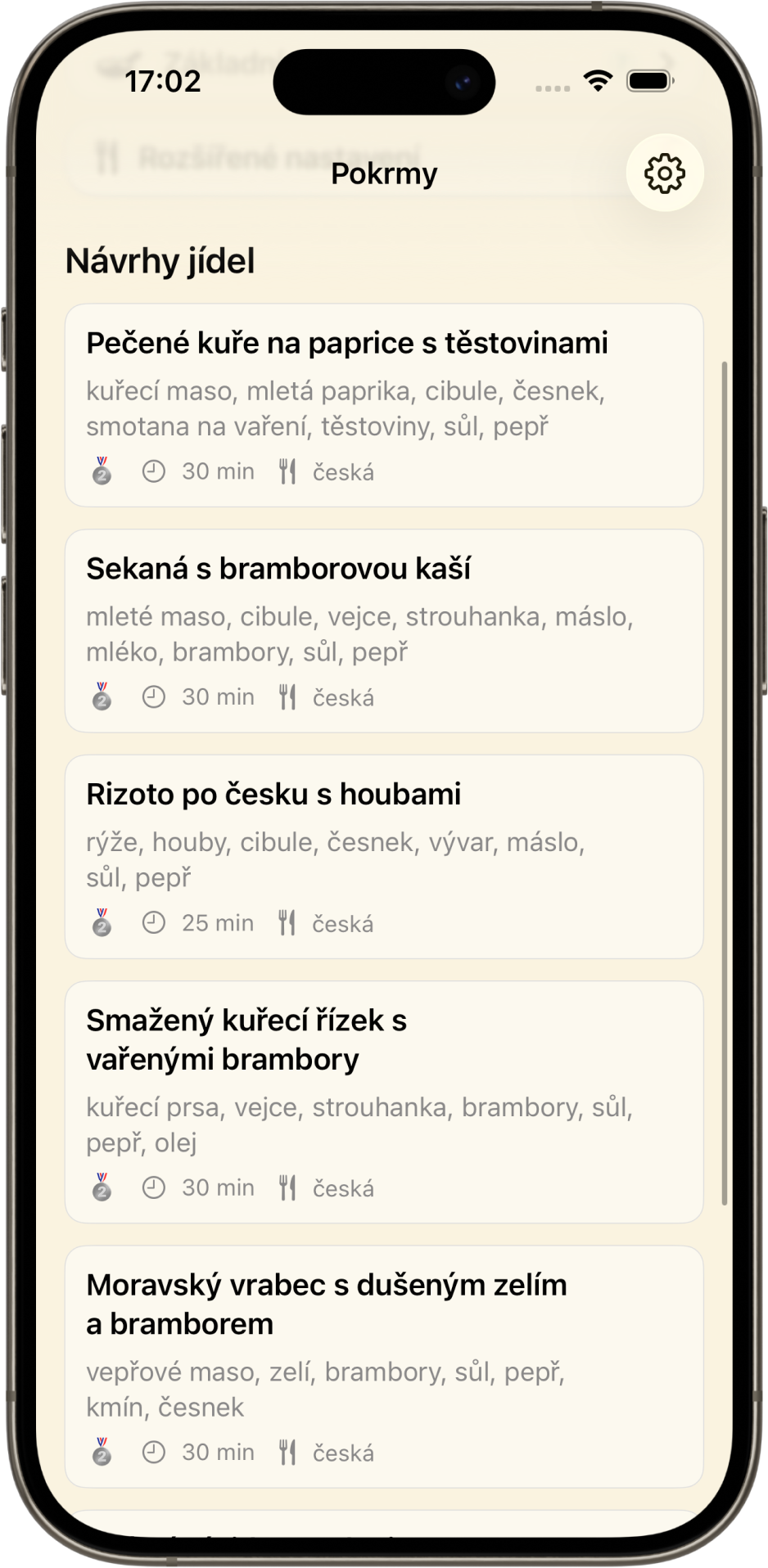 Návrhy receptů v Co Vařit